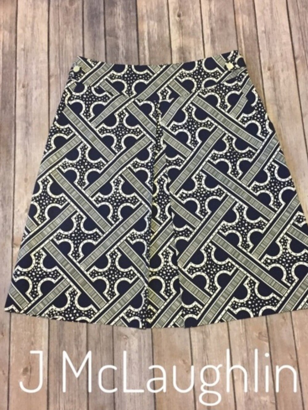 J McLaughlin Navy print A line skirt